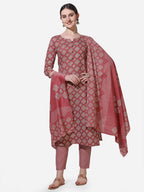 Floral Printed Kurta With Pant And Dupatta Set, Multicolor - Hiral Fashion - Distacart