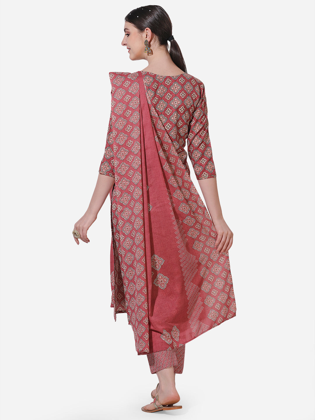 Floral Printed Kurta With Pant And Dupatta Set, Multicolor - Hiral Fashion - Distacart