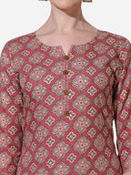 Floral Printed Kurta With Pant And Dupatta Set, Multicolor - Hiral Fashion - Distacart