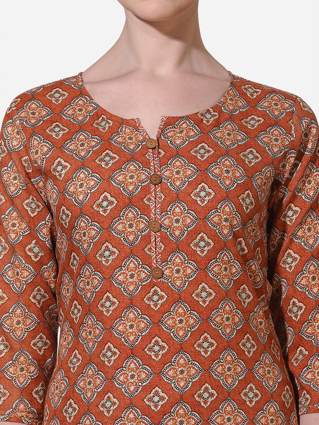 Floral Printed Rust Kurta With Pant And Dupatta Set, Multicolor - Hiral Fashion - Distacart