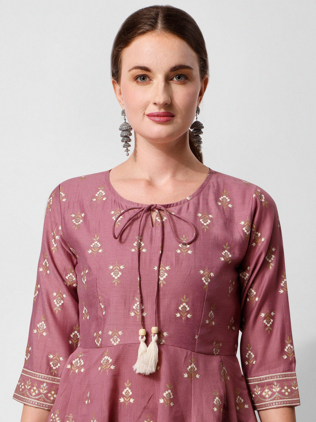 Anarkali Printed Kurta Suit With Pant And Dupatta Set, Multicolor - Hiral Fashion - Distacart