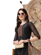Embroidered And Printed Kurta With And Dupatta Set, Multicolor - Hiral Fashion - Distacart