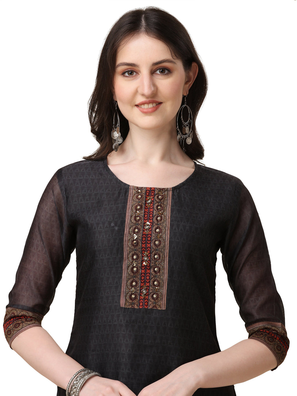 Embroidered And Printed Kurta With And Dupatta Set, Multicolor - Hiral Fashion - Distacart