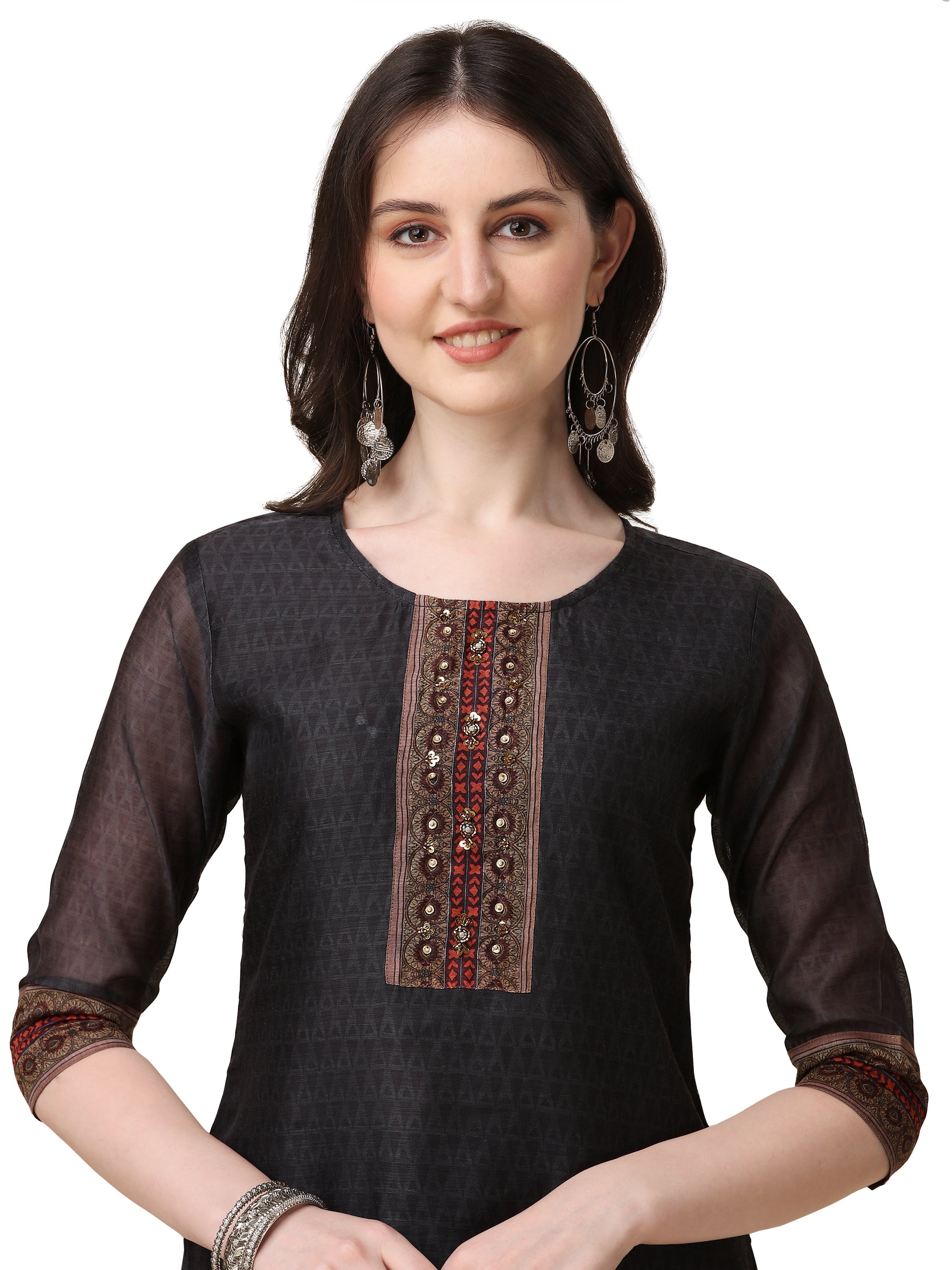 Embroidered And Printed Kurta With And Dupatta Set, Multicolor - Hiral Fashion - Distacart