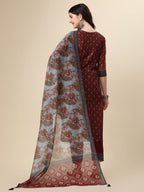 Pinted & Embroidered Kurta With Pant & Dupatta Set, Multicolor - Hiral Fashion - Distacart