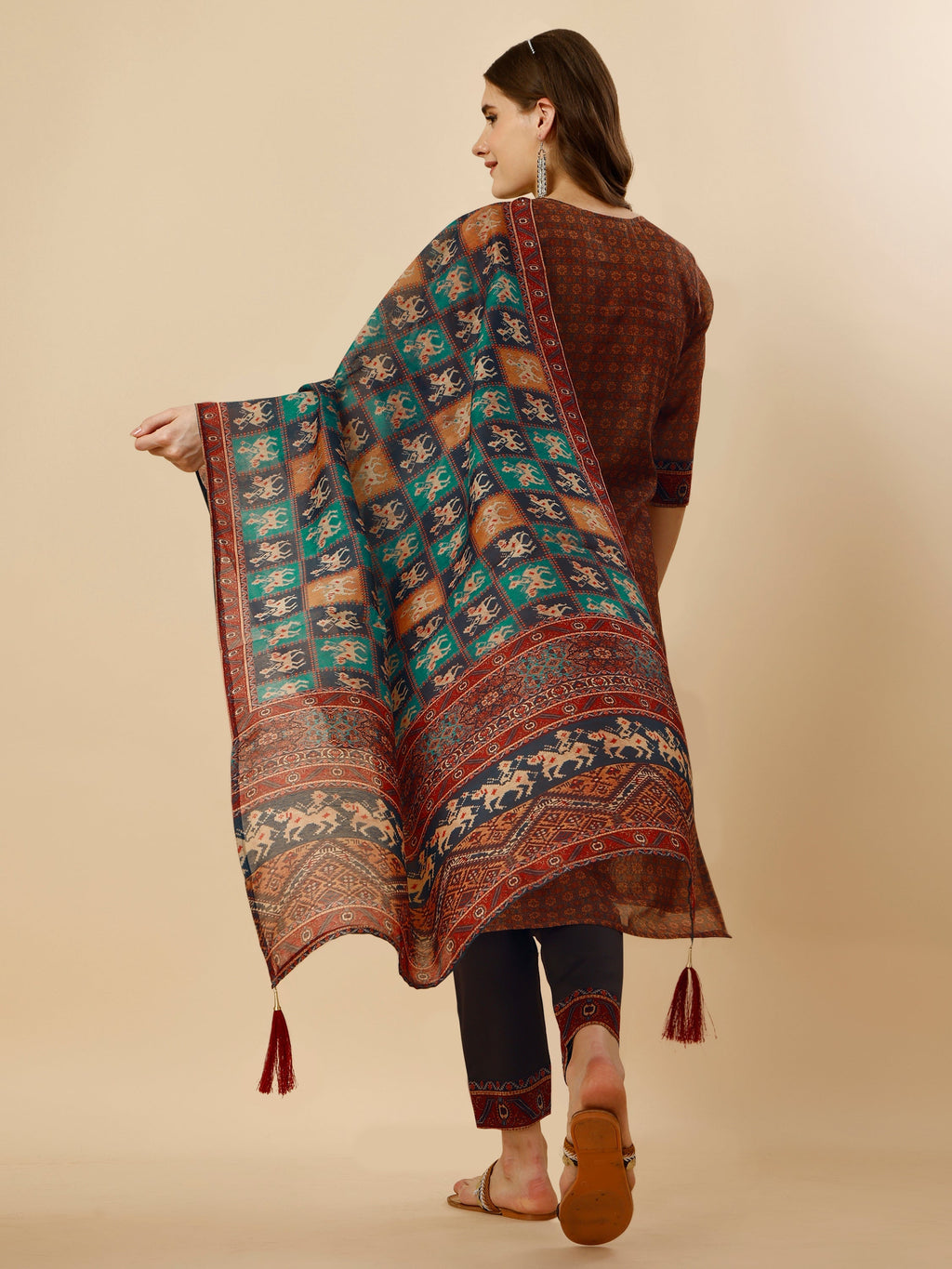 Printed Kurta With Pant And Printed Dupatta Set, Multicolor - Hiral Fashion - Distacart