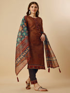 Printed Kurta With Pant And Printed Dupatta Set, Multicolor - Hiral Fashion - Distacart