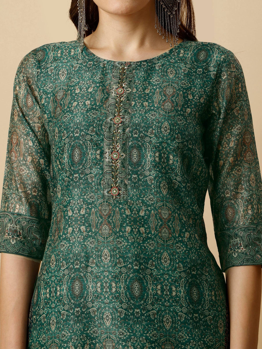 Printed Kurta With Pant And Dupatta Set, Multicolor - Hiral Fashion - Distacart