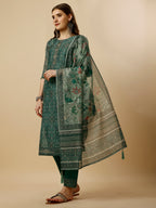 Printed Kurta With Pant And Dupatta Set, Multicolor - Hiral Fashion - Distacart