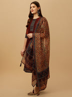 Embroidered And Printed Kurta With Pant And Dupatta Set, Multicolor - Hiral Fashion - Distacart