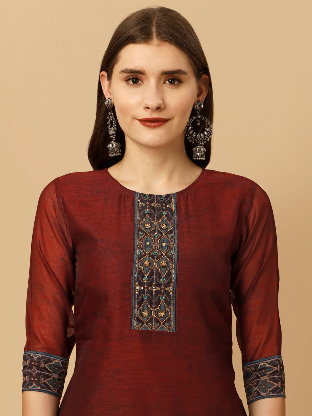 Embroidered And Printed Kurta With Pant And Dupatta Set, Multicolor - Hiral Fashion - Distacart
