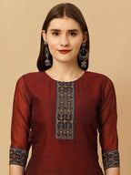 Embroidered And Printed Kurta With Pant And Dupatta Set, Multicolor - Hiral Fashion - Distacart