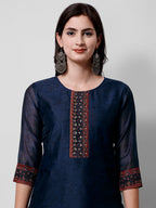 Embroidered Kurta With Pant And Printed Dupatta Set, Multicolor - Hiral Fashion - Distacart