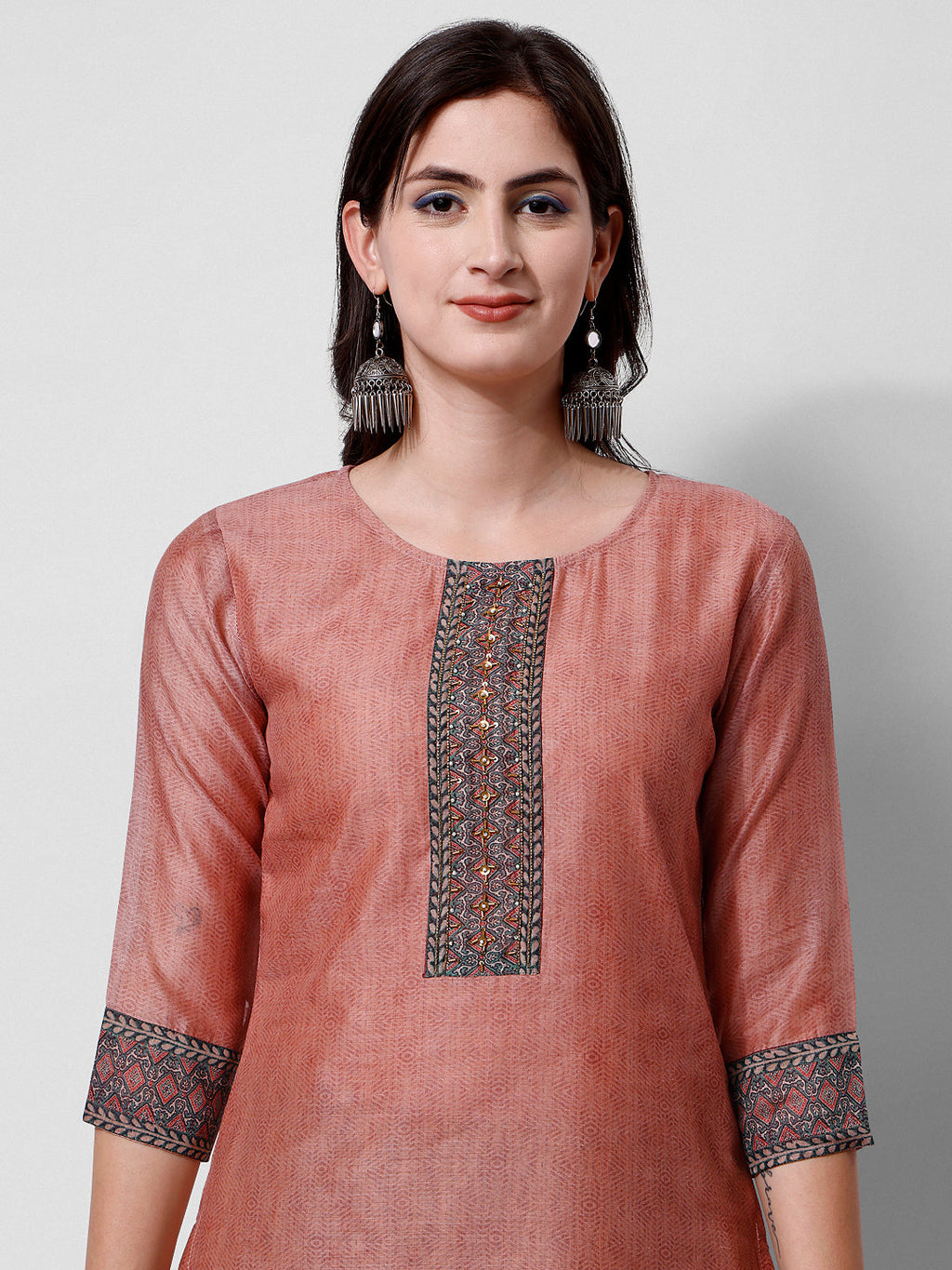 Embroidered Kurta With Pant And Dupatta Set, Multicolor - Hiral Fashion - Distacart