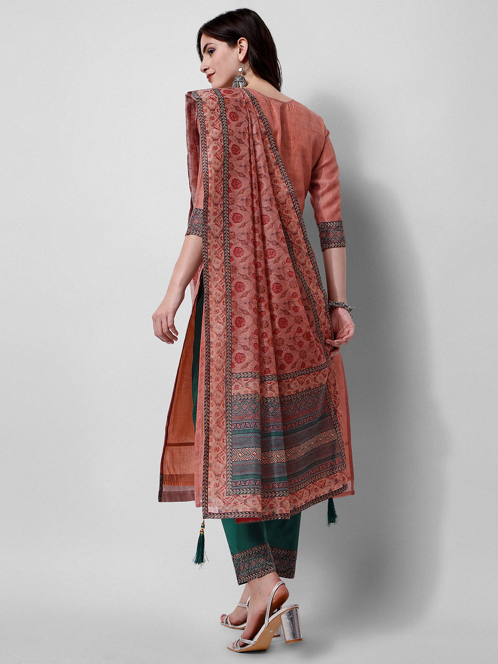 Embroidered Kurta With Pant And Dupatta Set, Multicolor - Hiral Fashion - Distacart