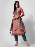 Embroidered Kurta With Pant And Dupatta Set, Multicolor - Hiral Fashion - Distacart