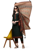 Hand Embroidered Kurta With Pant And Dupatta Set, Multicolor - Hiral Fashion - Distacart