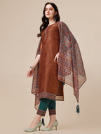 Kurta With Pant And Printed Dupatta Set, Multicolor - Hiral Fashion - Distacart