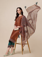 Kurta With Pant And Printed Dupatta Set, Multicolor - Hiral Fashion - Distacart
