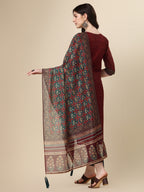 Printed & Hand Embroidered Kurta With Pant And Printed Dupatta Set, Multicolor - Hiral Fashion - Distacart
