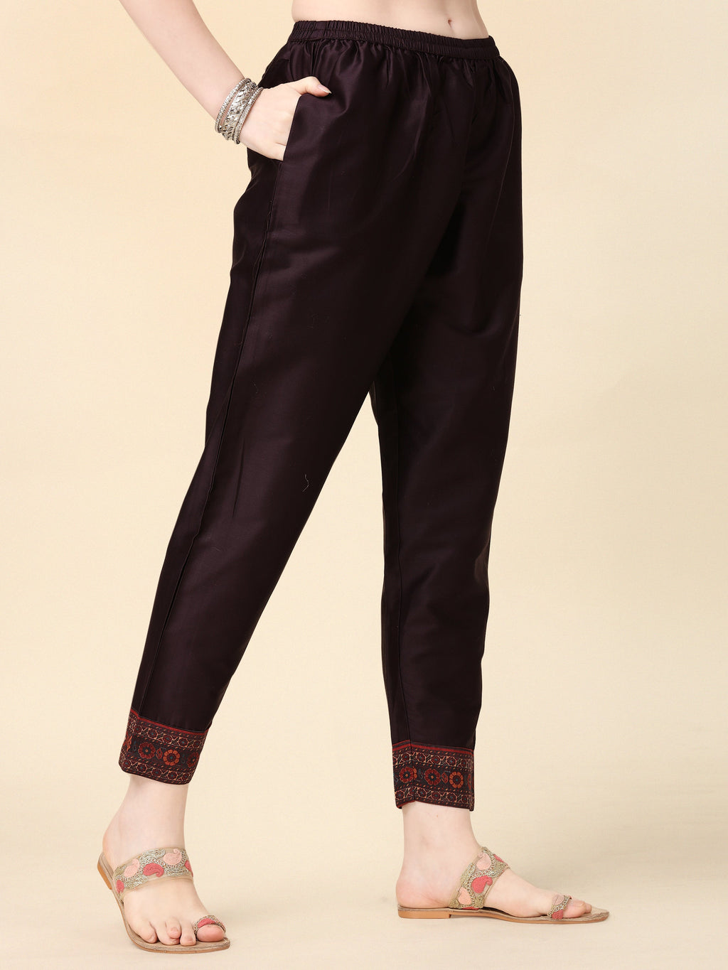 Hand Embroidered Kurta With Pant And Dupatta Set, Multicolor - Hiral Fashion - Distacart