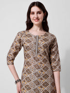 Printed Brown Kurta Pant & Dupatta Set, Multicolor - Hiral Fashion - Distacart