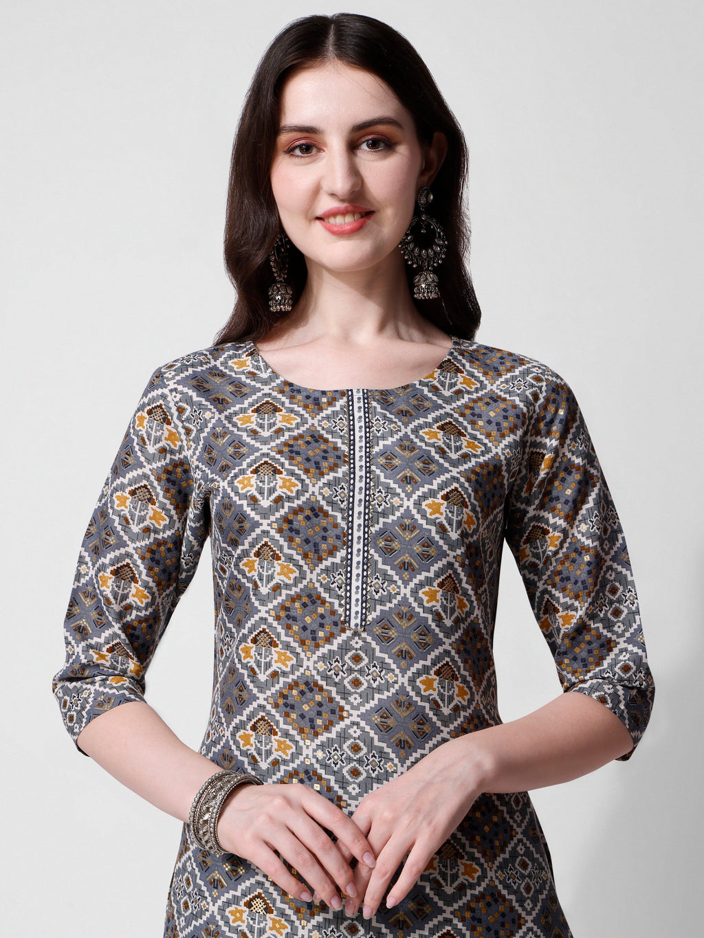 Printed Blue Kurta Pant & Dupatta Set, Multicolor - Hiral Fashion - Distacart