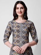 Printed Blue Kurta Pant & Dupatta Set, Multicolor - Hiral Fashion - Distacart