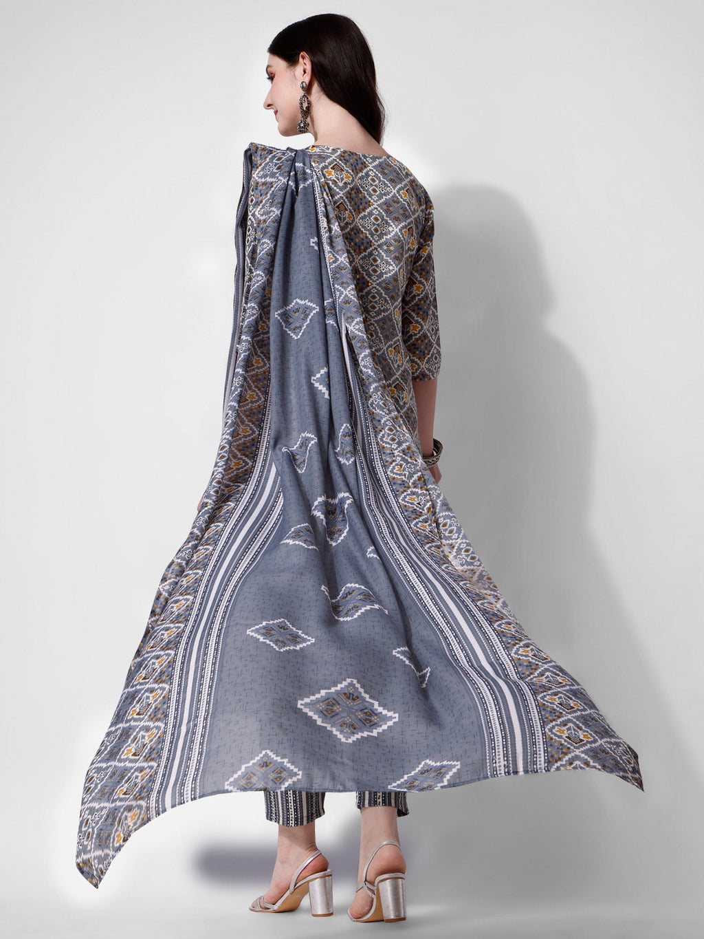 Printed Blue Kurta Pant & Dupatta Set, Multicolor - Hiral Fashion - Distacart