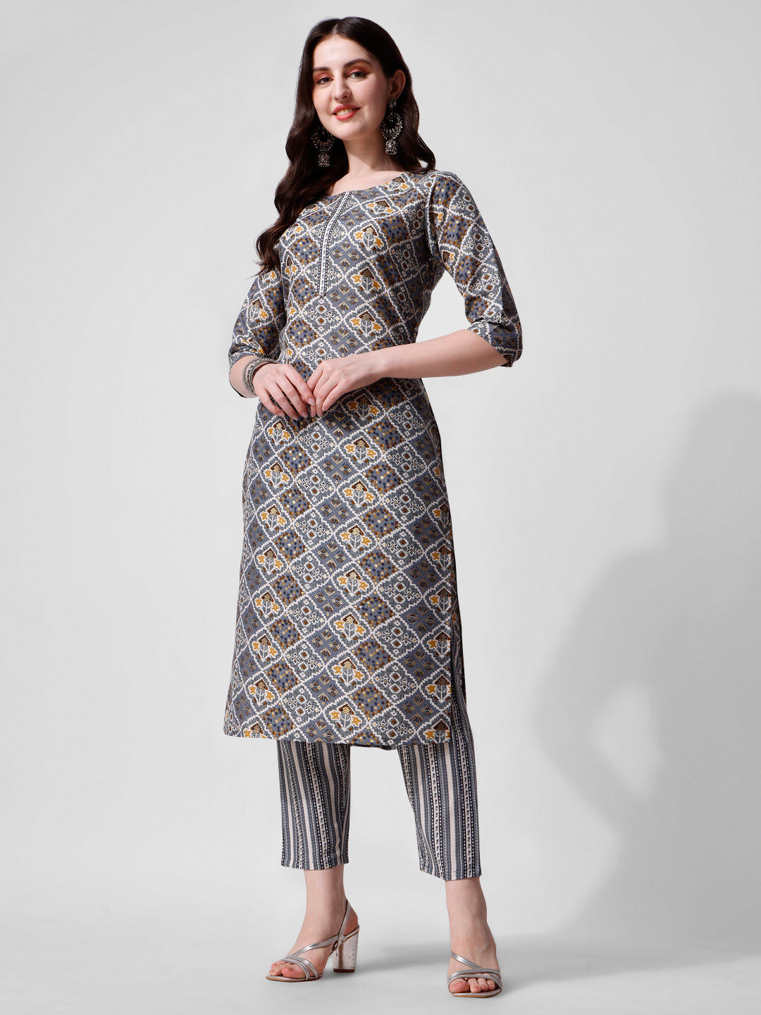 Printed Blue Kurta Pant & Dupatta Set, Multicolor - Hiral Fashion - Distacart