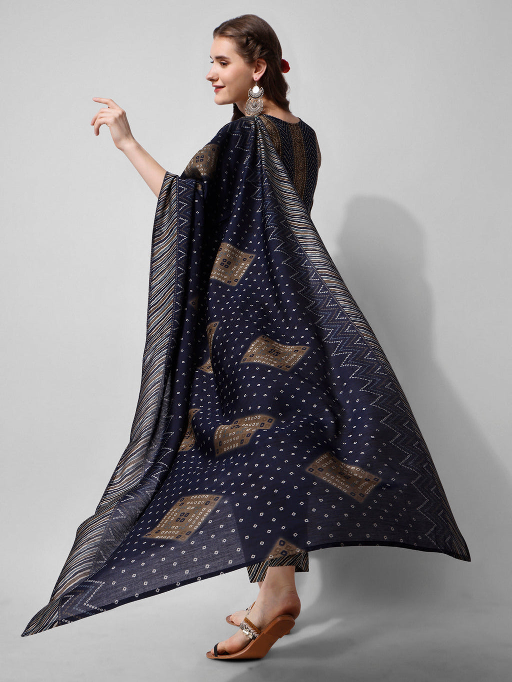 Printed Kurta With Pant And Dupatta Set, Multicolor - Hiral Fashion - Distacart