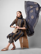 Printed Kurta With Pant And Dupatta Set, Multicolor - Hiral Fashion - Distacart
