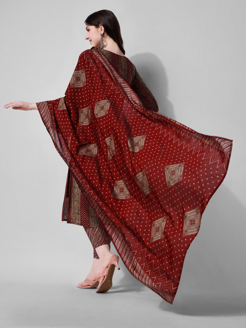 Printed Kurta With Pant And Dupatta Set, Multicolor - Hiral Fashion - Distacart