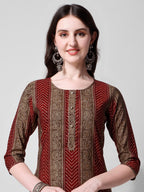 Printed Kurta With Pant And Dupatta Set, Multicolor - Hiral Fashion - Distacart
