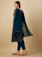 Geometric Printed Kurta With Pant And Dupatta Set, Multicolor - Hiral Fashion - Distacart