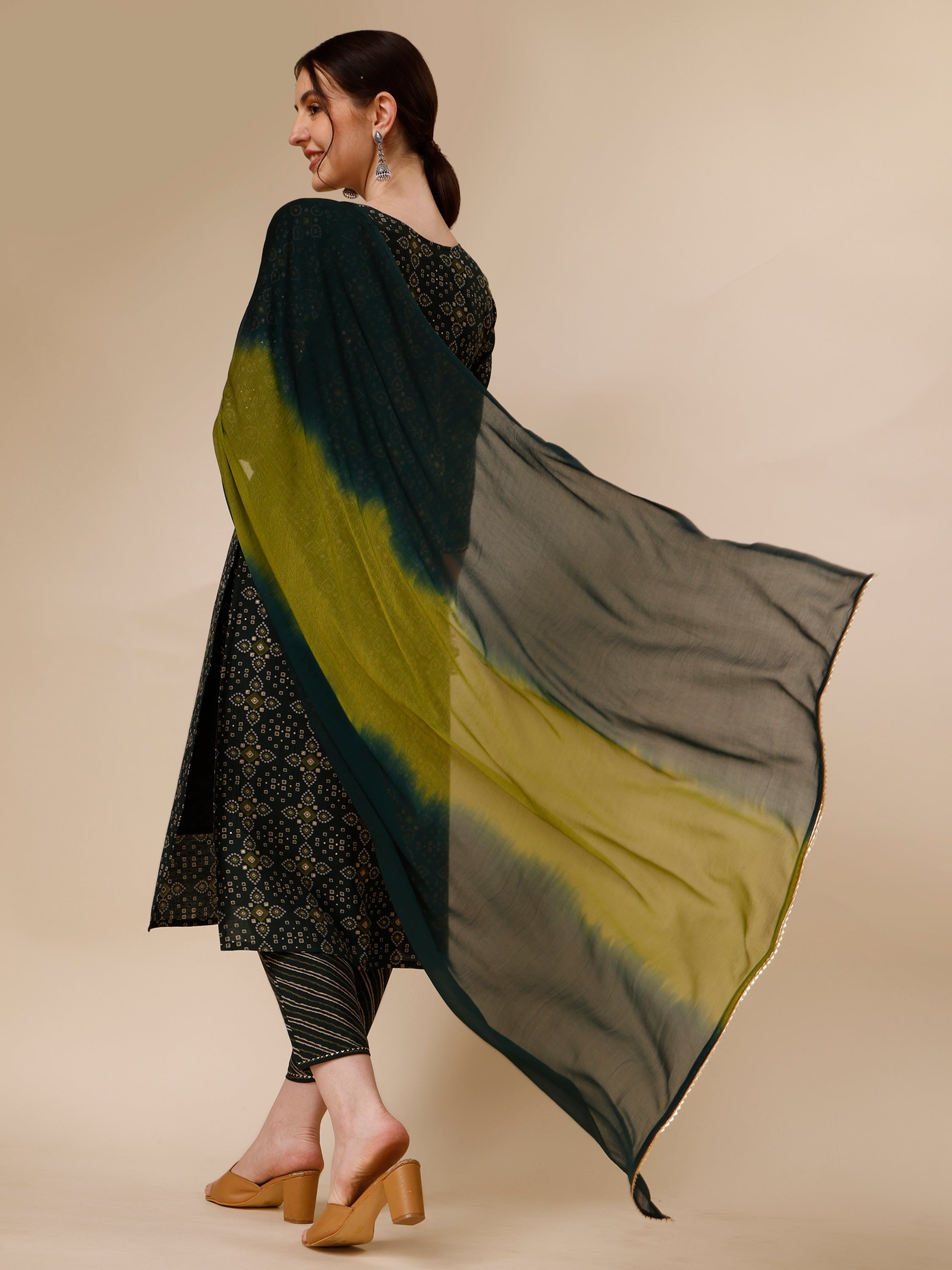 Ethnic Motif & Embroidered Kurta With Pant & Dupatta Set, Multicolor - Hiral Fashion - Distacart