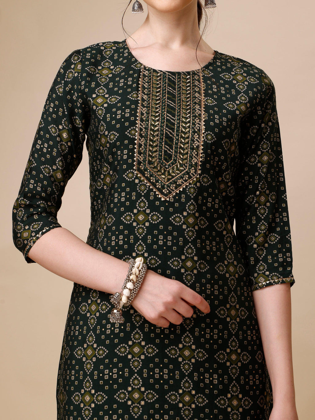 Ethnic Motif & Embroidered Kurta With Pant & Dupatta Set, Multicolor - Hiral Fashion - Distacart