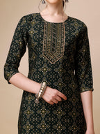 Ethnic Motif & Embroidered Kurta With Pant & Dupatta Set, Multicolor - Hiral Fashion - Distacart