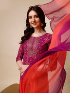 Ethnic Motif & Embroidered Kurta With Pant & Dupatta Set, Multicolor - Hiral Fashion