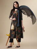 Alia Cut Kurta With Pant And Dupatta, Multicolor - Hiral Fashion - Distacart