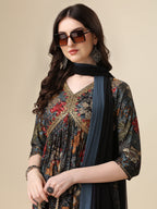 Alia Cut Kurta With Pant And Dupatta, Multicolor - Hiral Fashion - Distacart