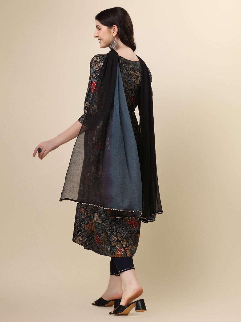 Alia Cut Kurta With Pant And Dupatta, Multicolor - Hiral Fashion - Distacart