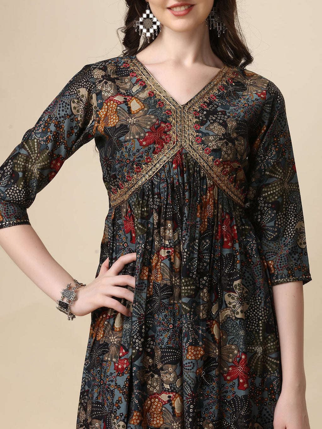 Alia Cut Kurta With Pant And Dupatta, Multicolor - Hiral Fashion - Distacart