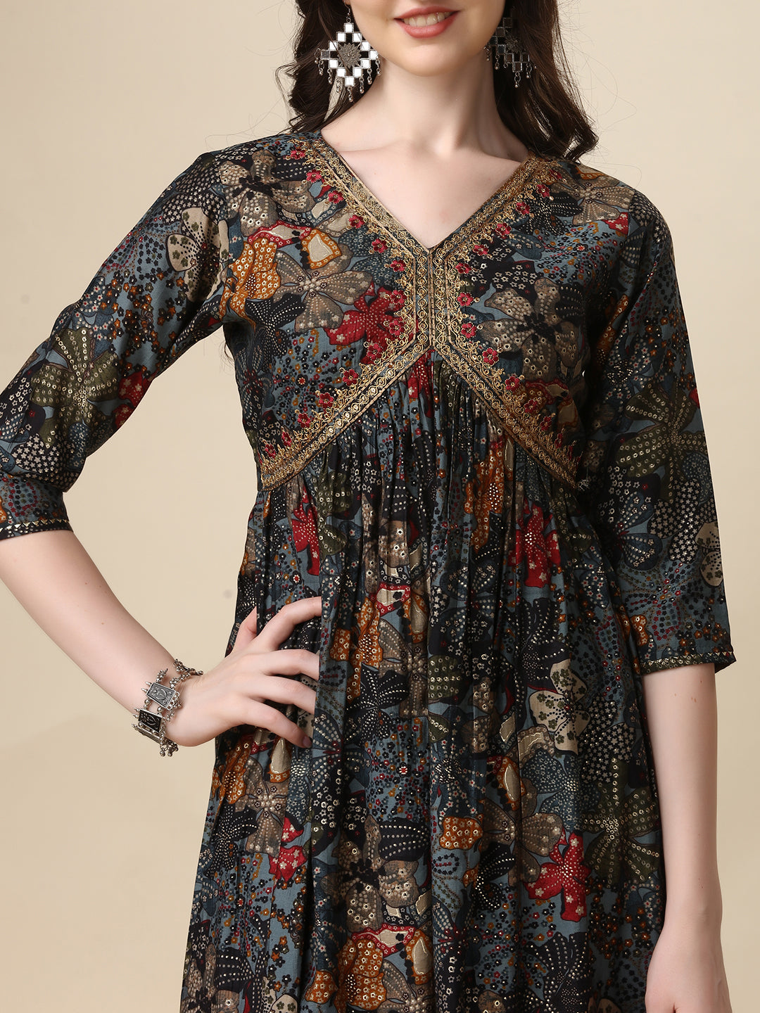 Alia Cut Kurta With Pant And Dupatta, Multicolor - Hiral Fashion - Distacart
