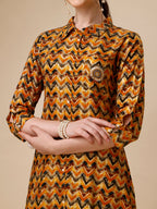 Placement Embroidered Chevron Printed Asymmetric Co-Ords, Multicolor - Hiral Fashion - Distacart
