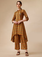 Placement Embroidered Chevron Printed Asymmetric Co-Ords, Multicolor - Hiral Fashion - Distacart