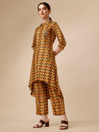 Placement Embroidered Chevron Printed Asymmetric Co-Ords, Multicolor - Hiral Fashion - Distacart