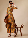 Placement Embroidered Chevron Printed Asymmetric Co-Ords, Multicolor - Hiral Fashion - Distacart