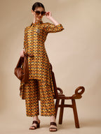 Placement Embroidered Chevron Printed Asymmetric Co-Ords, Multicolor - Hiral Fashion - Distacart