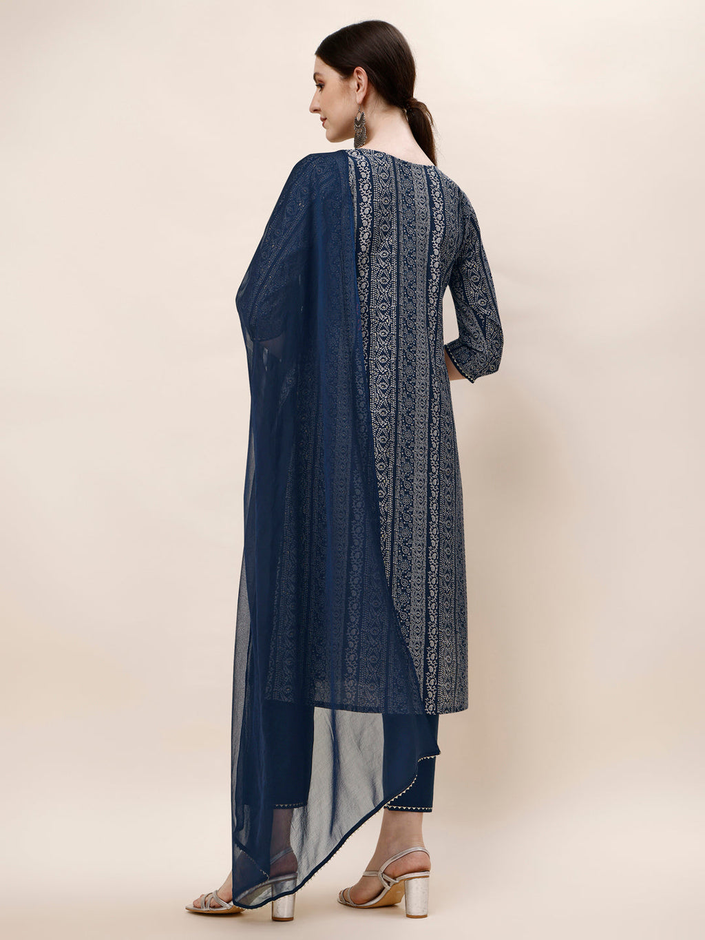 Printed Kurta With Pant And Dupatta Set, Multicolor - Hiral Fashion - Distacart